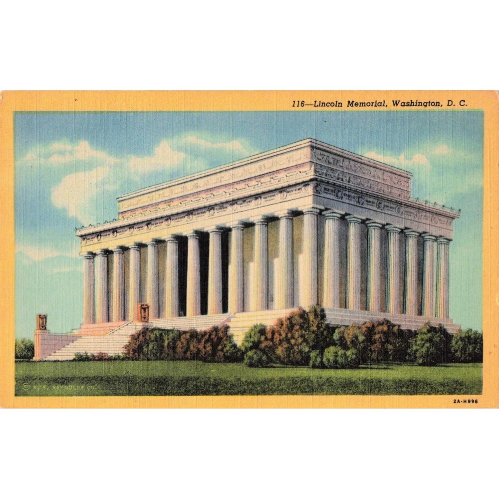 Vintage Lincoln Memorial Washington DC Linen Postcard B.S. Reynolds 2A-H996 - Picture 1 of 2